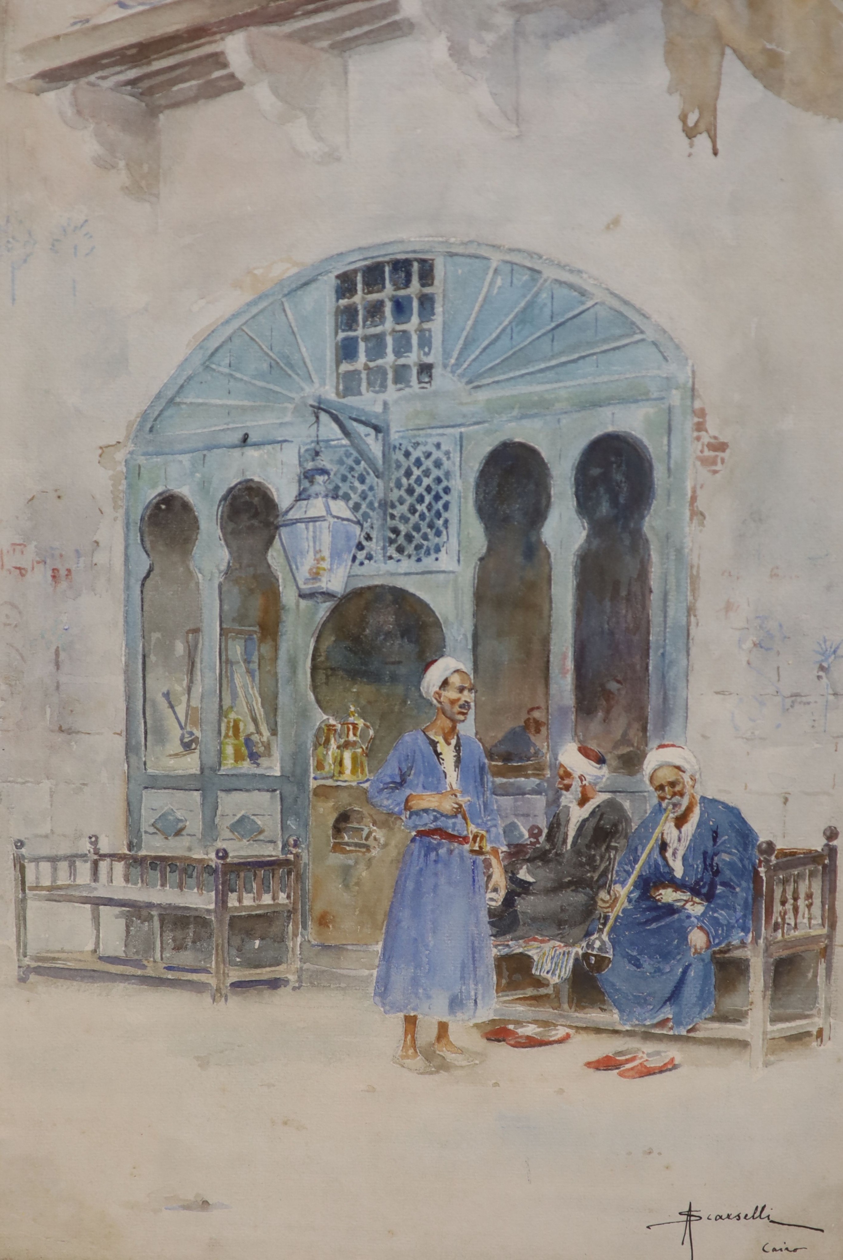 Adolpho Scarselli (Italian 1866-1945), watercolour, 'Cairo', signed, 45 x 31cm. 45 x 30cm